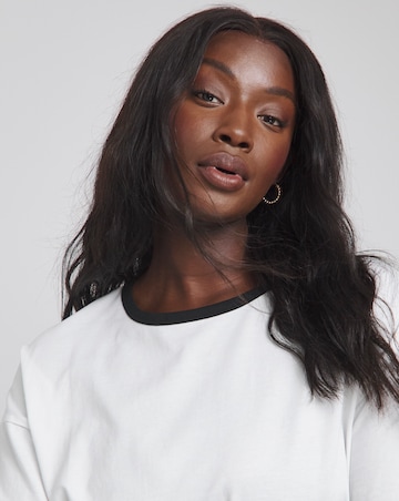 White Oversized Contrast Ringer T-Shirt