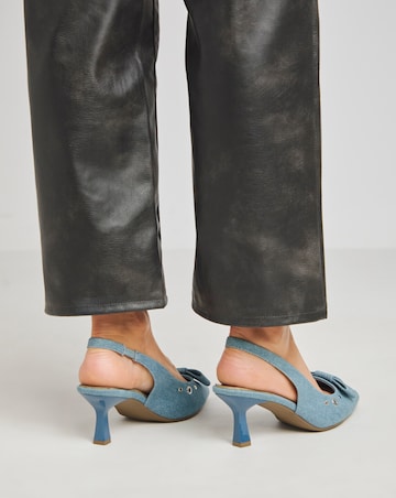 Delia Eyelet Detail Slingback Point Court Shoes - Wide Fit (E)
