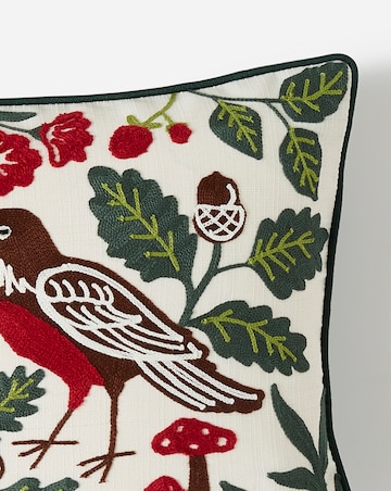 Garden Birds Embroidered Cushion
