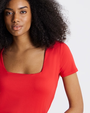 Black and Red 2 Pack Soft Touch Square Neck Tops