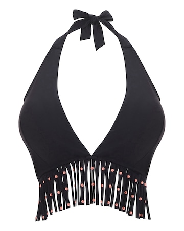 Studded Tassel Halterneck Bikini Top