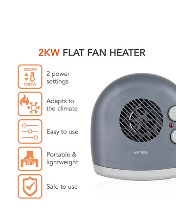 Warmlite 2000W Dark Titanium Flat Fan Heater