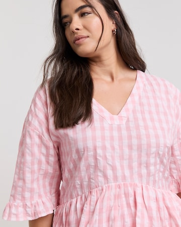 Native Youth Sleeveless Check Ruffle Midi Dress