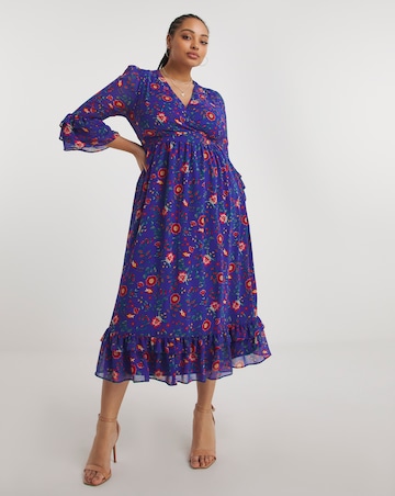 Joanna Hope Tiered Frill Sleeve Midi Dress