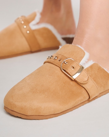 Franny Closed Toe House Shoe With Buckle Detail - Wide Fit (E)