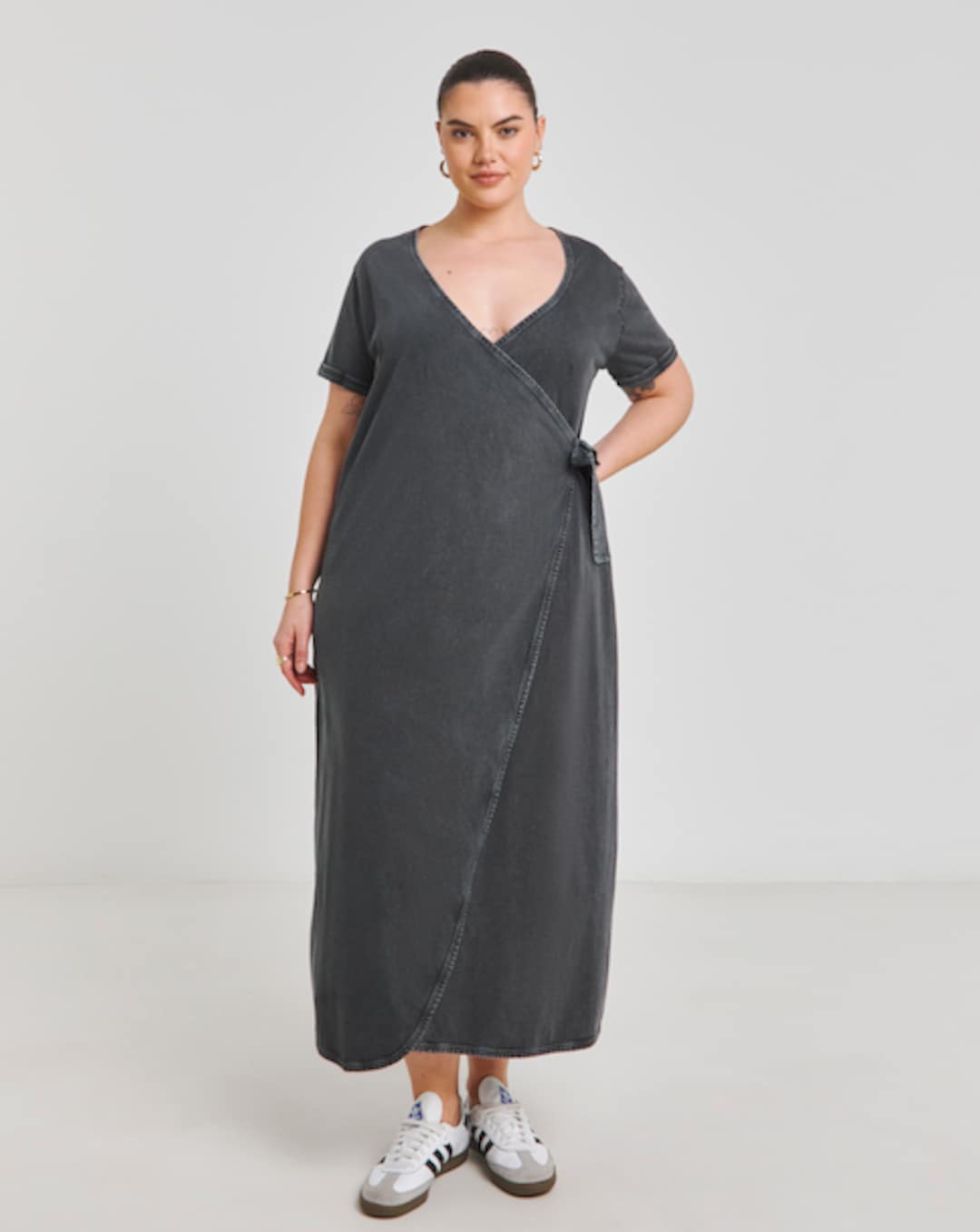 grey jersey wrap dress Jeanne Silk Jersey Wrap Dress – Diane von Furstenberg main image 0
