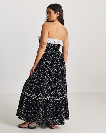 Figleaves Tiered Maxi Bandeau Spot Print Beach Dress