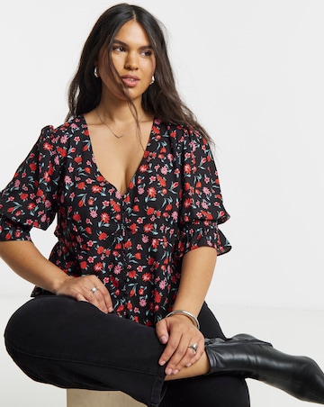 Shirred Sleeve Tea Blouse