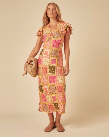 Nobody's Child Layla Midi Dress Patchwork Print