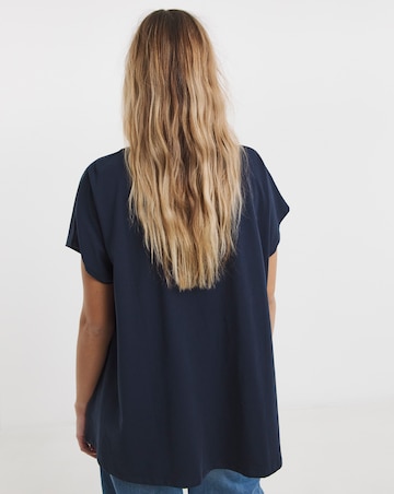 Navy Slouchy Dip Back Pure Cotton T-Shirt