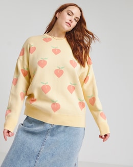 Peach Pattern Crew Neck Jumper