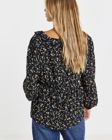 Ditsy Floral Elasticated Peplum Tea Blouse