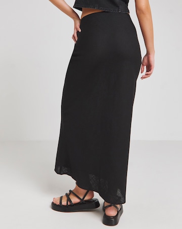 Simply Be Black Linen Maxi Skirt