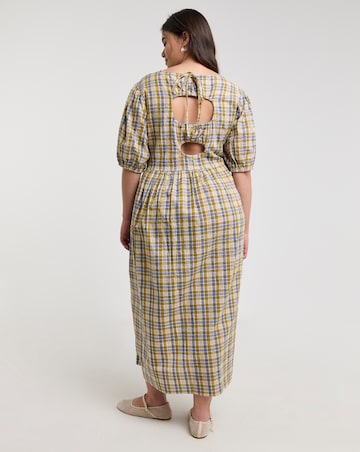 Native Youth Check Cut Oout Back Midi Dress