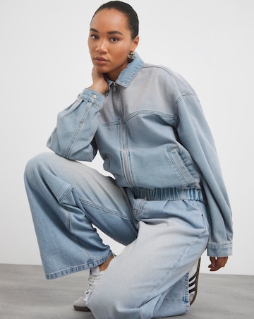 Pink Tint Cropped Denim Bomber