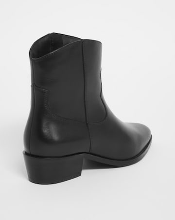 Aida Leather Western Cowboy Ankle Boots - Extra Wide Fit (EEE)