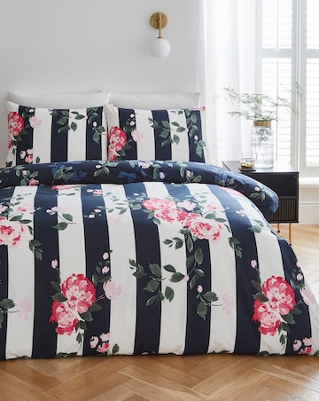 Joanna Hope Ascott Floral Stripe Reversible Duvet Cover Set