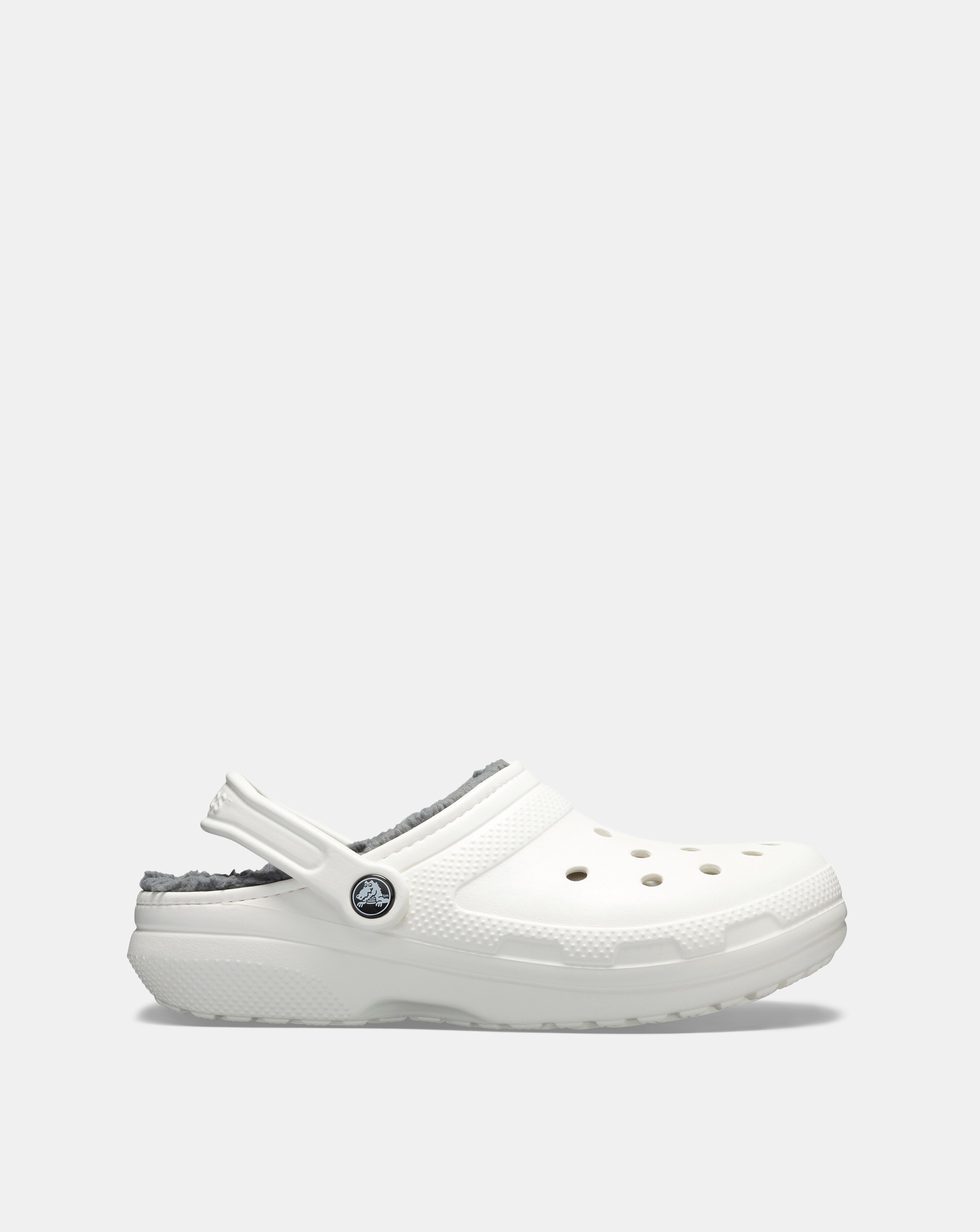 Crocs White Fleece Lined Classic Clog -Standard Fit (D)