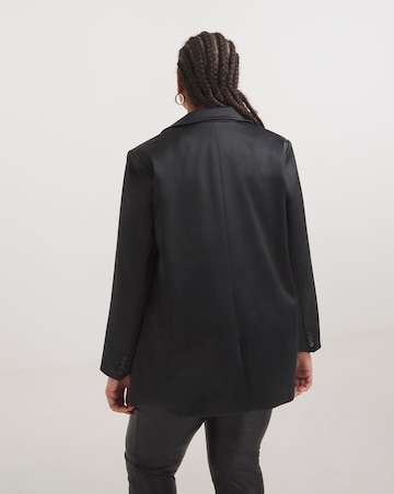 Black Heavy Satin Single Breasted Blazer