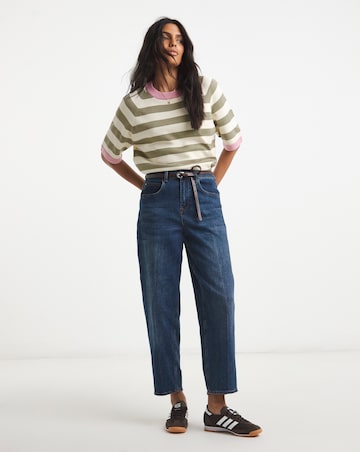 Simply Be Contrast Stripe Half Sleeve Knitted Jumper