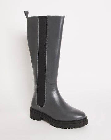 Leather High Leg Chunky Chelsea - Wide Fit (E) & Standard Calf