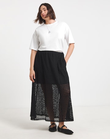 Simply Be Black Lace Midaxi Aline Skirt