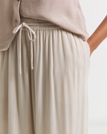 Stone Tie Waist Crinkle Wide Leg Trousers