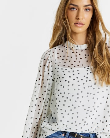 Spot Print Exaggerated Sleeve Blouse