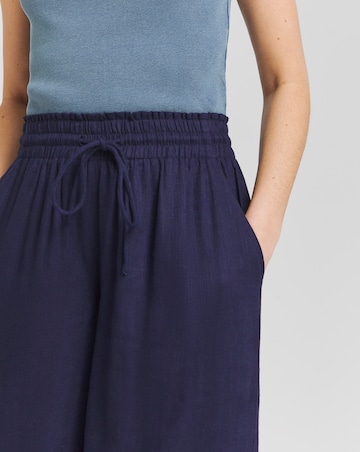 Simply Be Navy Tie Waist Linen Wide Leg Trouser