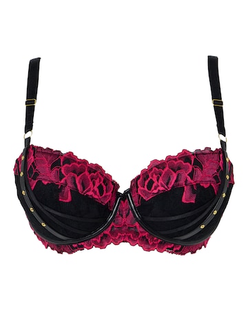 Ann Summers Tell Me About It Padded Balcony Wired Bra Black/Pink