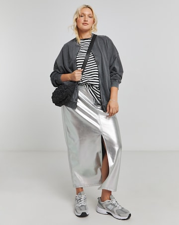 Stripe & Charcoal Marl 2 Pack Curved Hem Longline T-Shirt