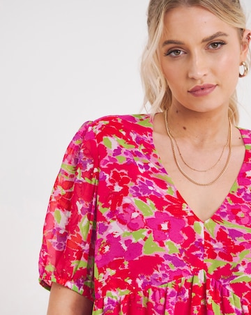 Georgette Pink Floral Print Peplum Blouse