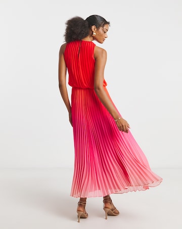 Joanna Hope Halter Neck Ombre Pleated Dress