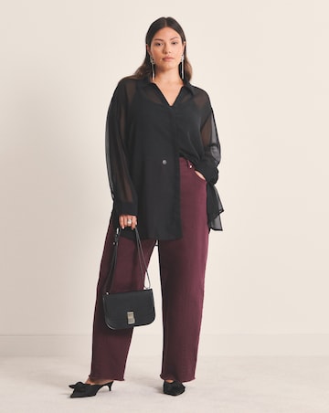 Black V Neck Sheer Shirt