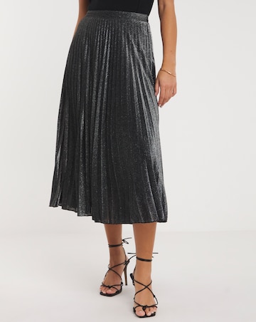 Joanna Hope Pleated Silver Glitter Skirt