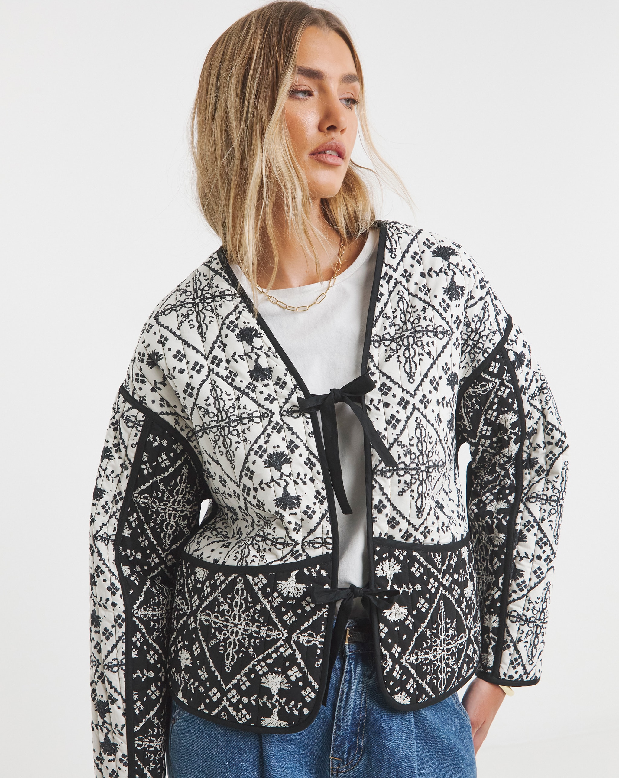 Black and white patterned liner jacket