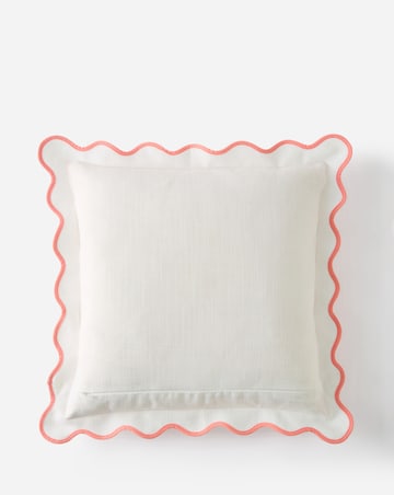 Lynn Embroidered Floral Vase Cushion with Scalloped Edges