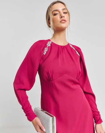 Joanna Hope Berry Embellished Midi Dress