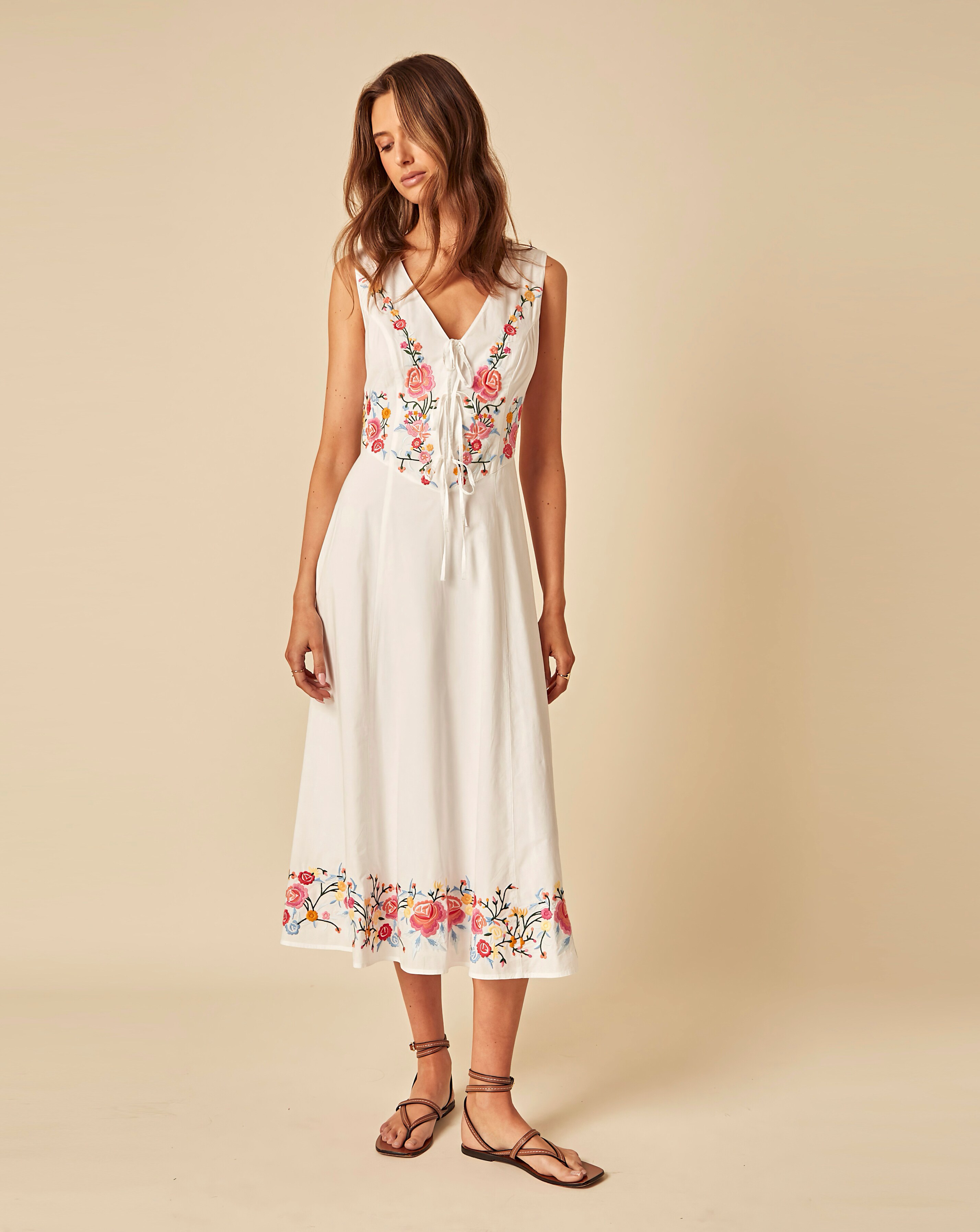 Nobody's Child Terra Midi Dress Embroidered