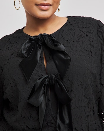 Lace Velour Bow Blouse