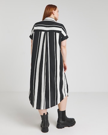 Simply Be Mono Stripe Midi Shirt Dress