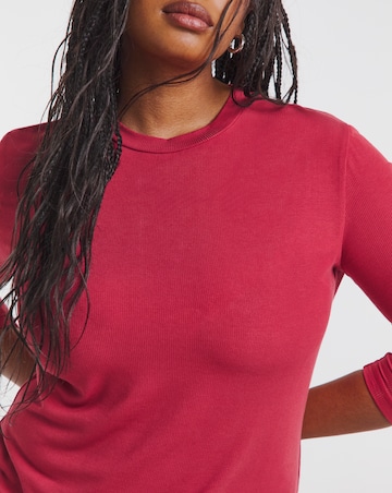 Red Long Sleeve Soft Rib Top