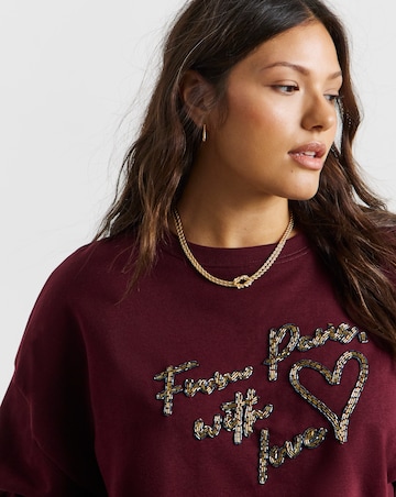 Simply Be Burgundy From Paris With Love Graphic Sweatshirt