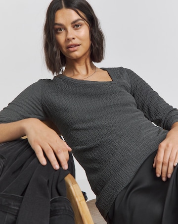 Simply Be Charcoal Asymmetric Textured Top