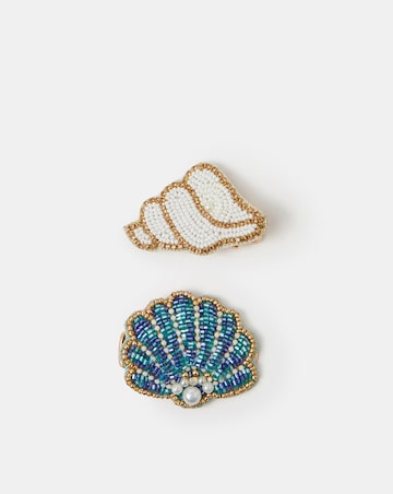 Accessorize 2-Pack Beaded Shell Hair Clips