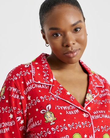 Grinch Christmas Button Through Cotton Pyjama Set