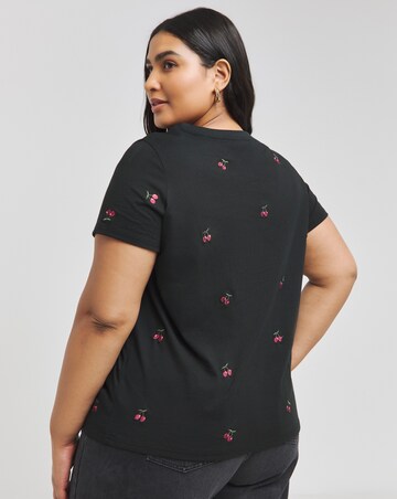Black Cherries Embroidered T-Shirt