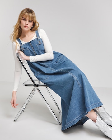 Mid Wash Midaxi Pocket Detail Apron Dress