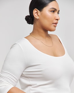 White Supersoft Scoop Neck Top