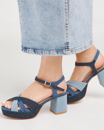 Francine Strap Detail Block Heel Platform Sandal - Extra Wide Fit (EEE)